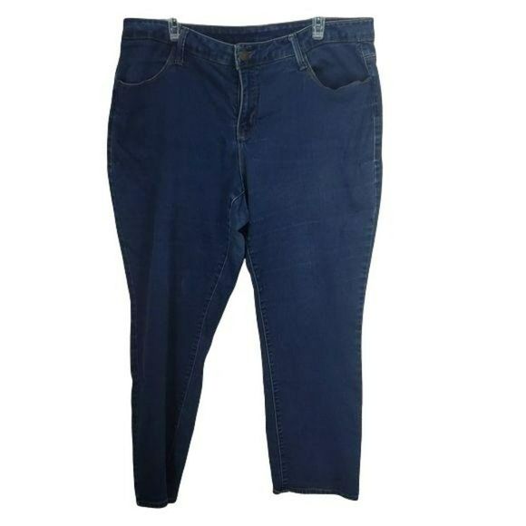Faded‎ Glory 22 WP Plus Size Straight Leg stretchy Denim Blue Jeans - Picture 1 of 8